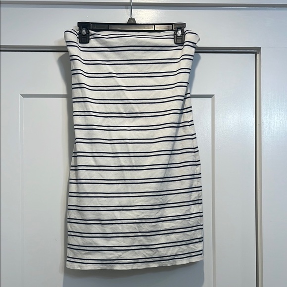 Silence + Noise navy and off white strapless dress size large. - Picture 1 of 7